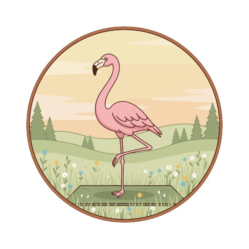 Yoga Flamingo Bird Doing Tree Pose