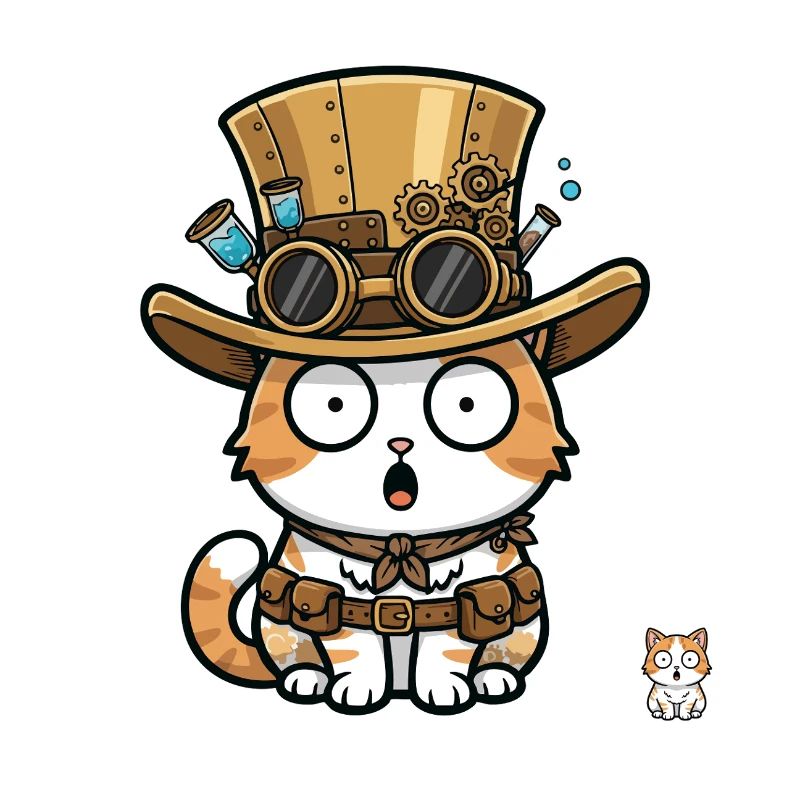 Chat Explorateur Steampunk Haut-de-forme Goggles