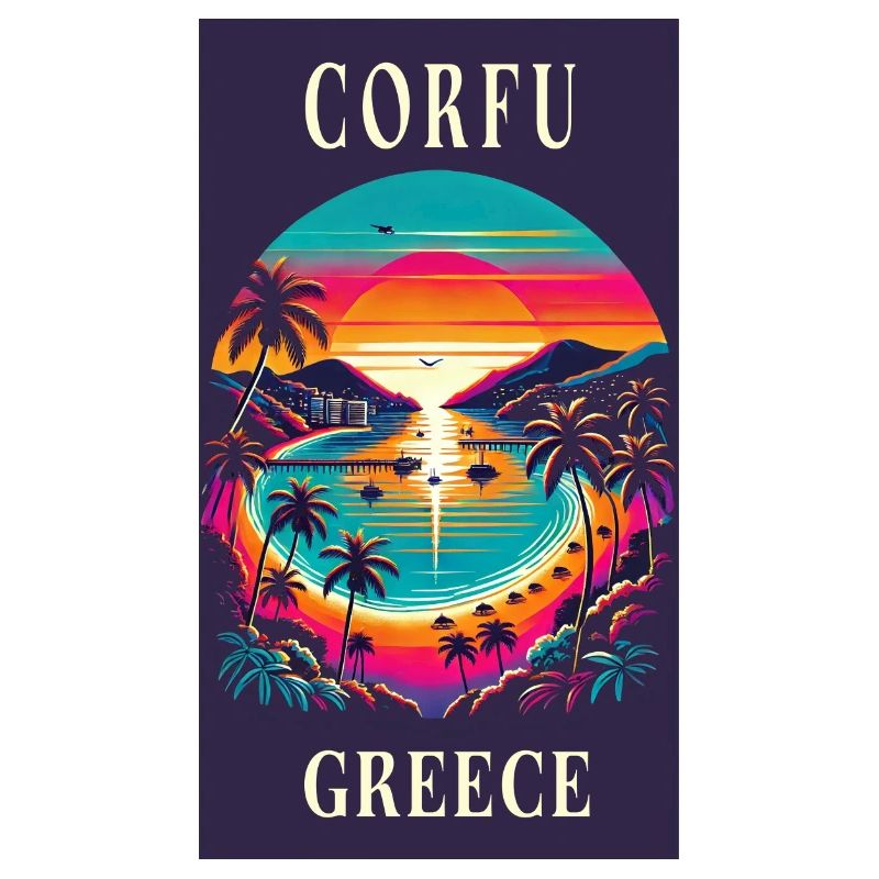 Design de coucher de soleil à Corfou en Grèce