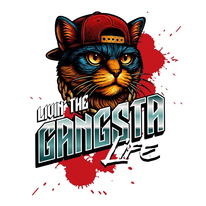 Coole Gangster Katze mit Cap & Goldkette