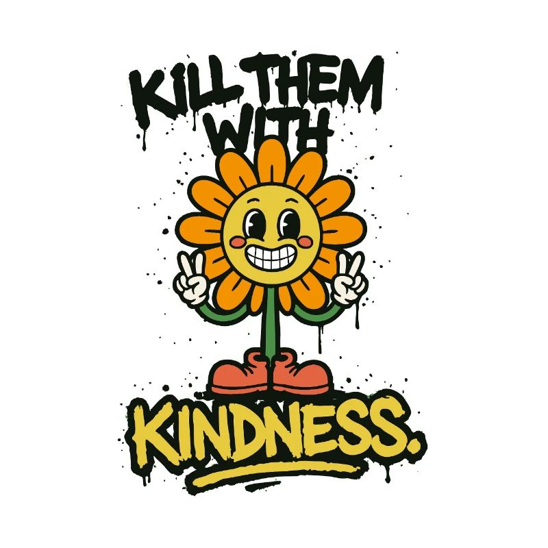 Kill Them With Kindness – Retro Graffiti Spruch
