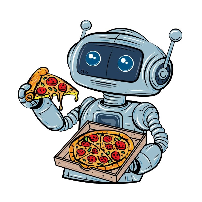 Robot Eats Fast Food Pizza