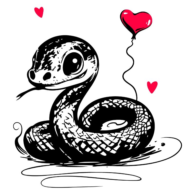 Serpent avec ballon coeur - Heartful Creatures
