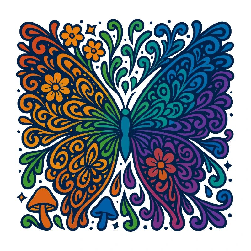 Psychedelischer Regenbogen-Schmetterling