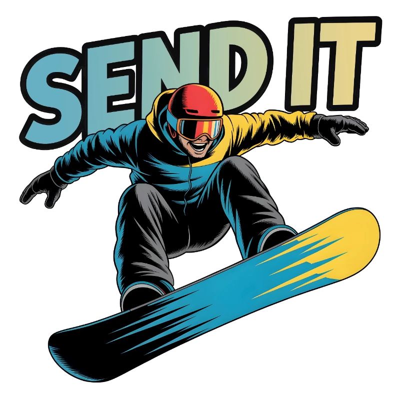 Snowboard Send It Action Comic Wintersport