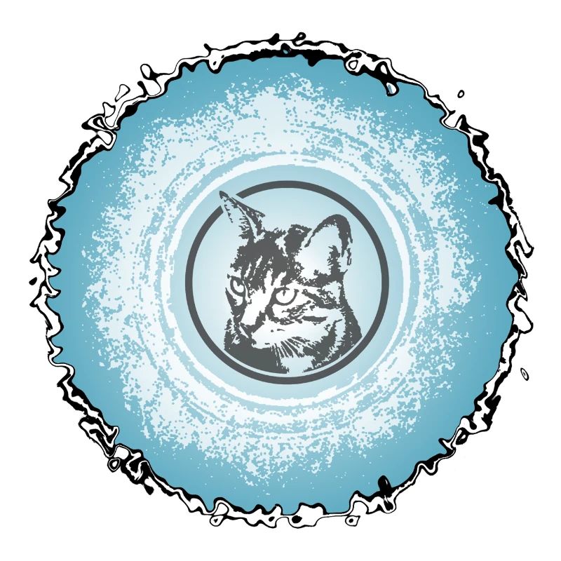 Cat Circle Blue Silhouette