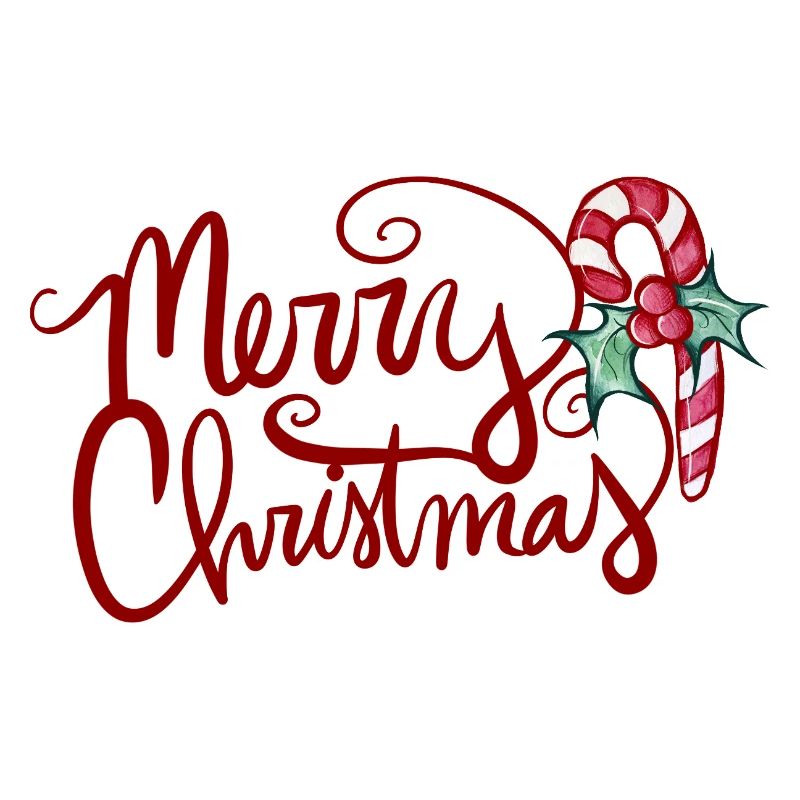 Merry Christmas Script with Candy Cane