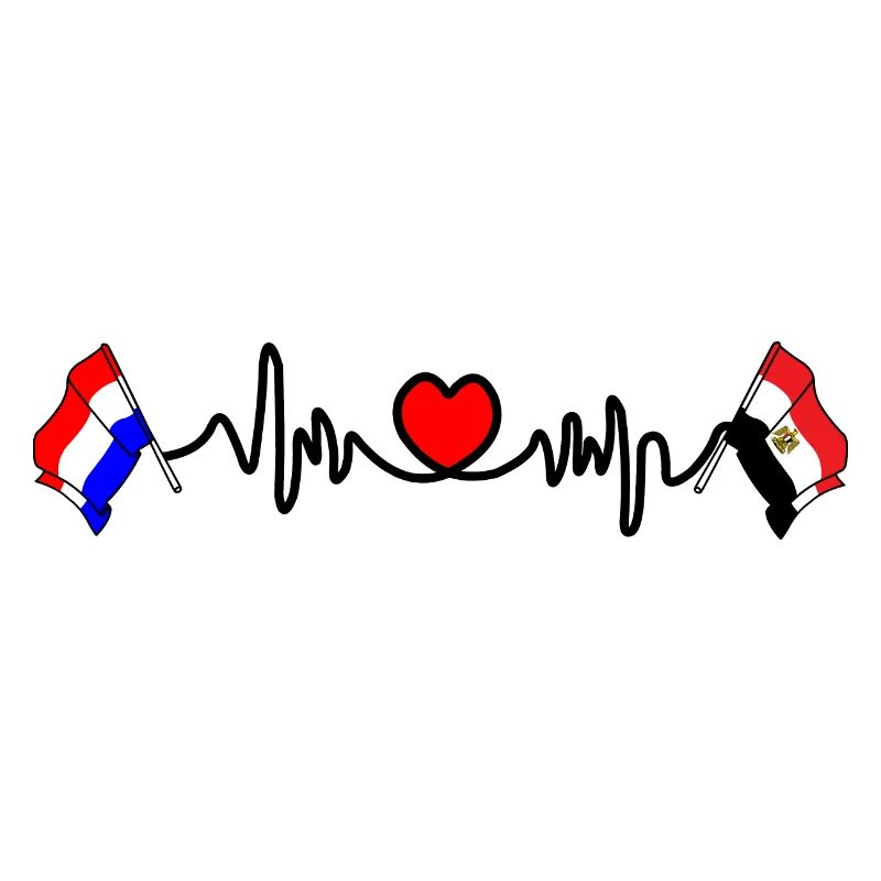 Cardio coeur avec drapeau Pays-Bas, drapeau Egypte