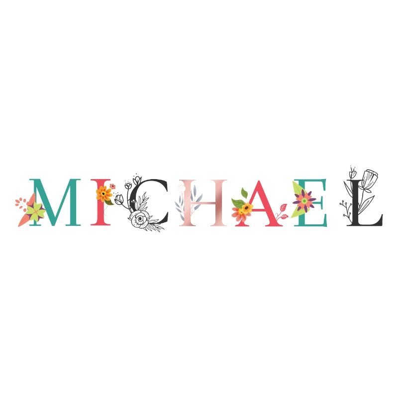 ART DU NOM MICHAEL AVEC FLEURS BRODÉES