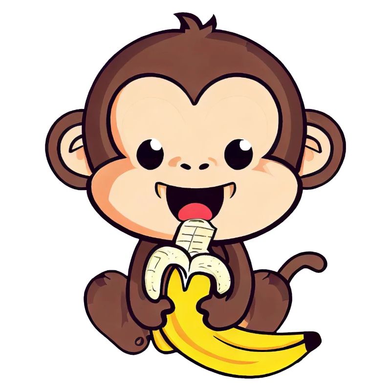 Un singe mignon mange une banane