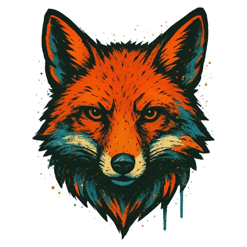 Fuchs im Neon-Graffiti