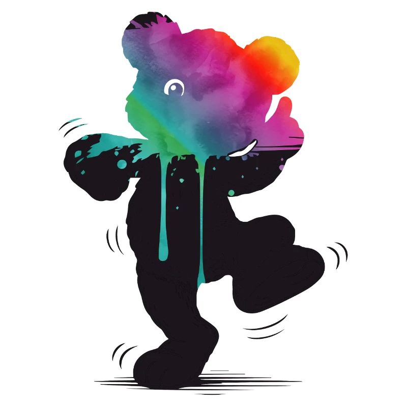 Rainbow Bear Silhouette with Watercolor Gradient