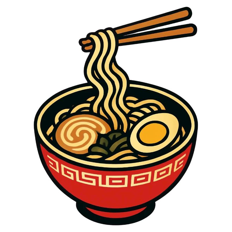 Ramen-Schüssel mit Essstäbchen