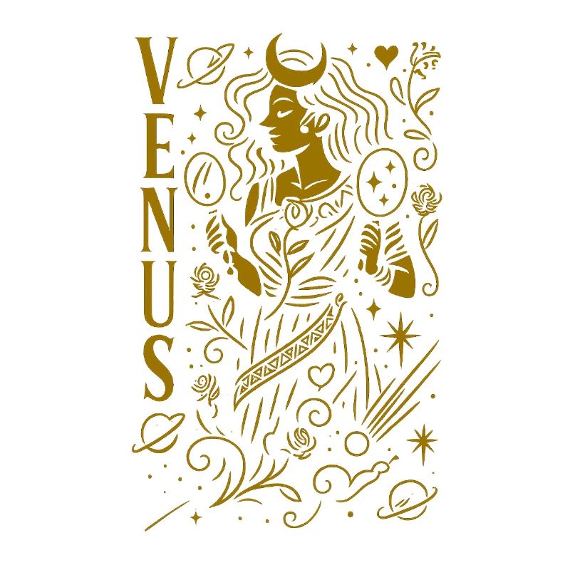 Venus Celestial Line Art Goddess