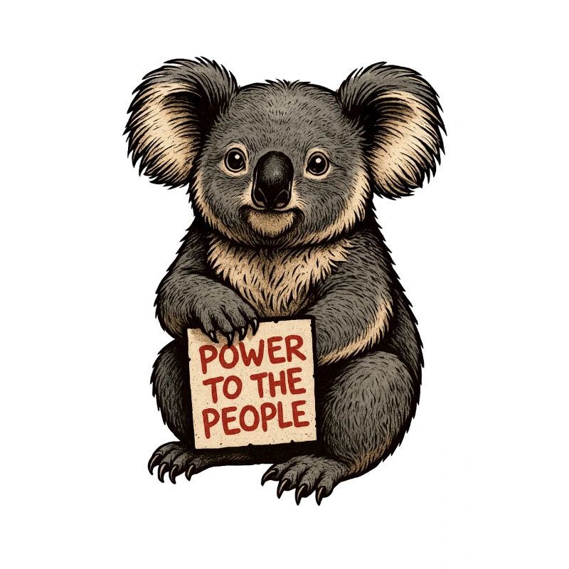 Koala avec un message Le pouvoir au peuple