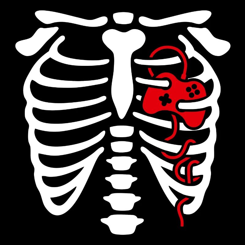 Halloween rib cage gamer heart game controller