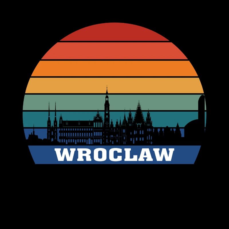 Wroclaw Pologne Skyline Silhouette Souvenir Flag