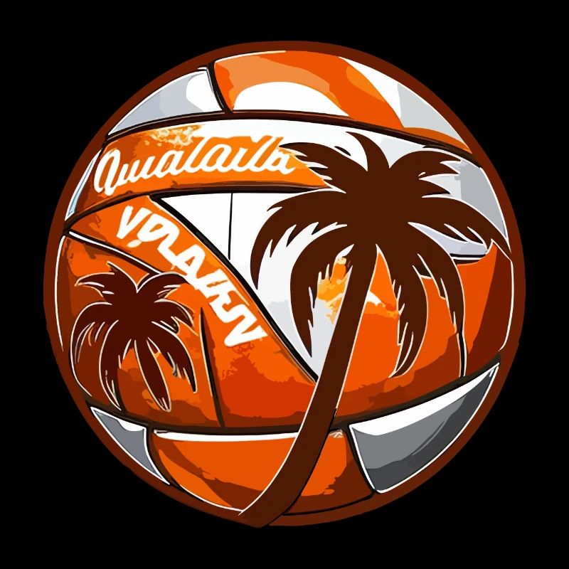 Beach volleyball with palm trees