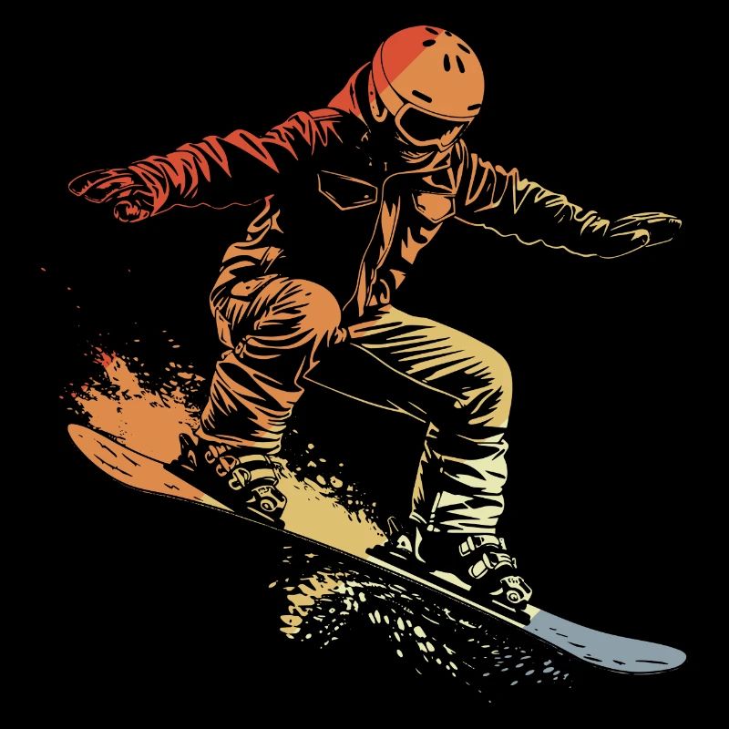 Snowboarder Graphique Rétro
