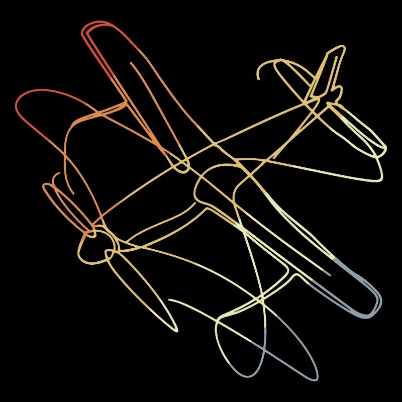 Flugzeug Line Art Vintage