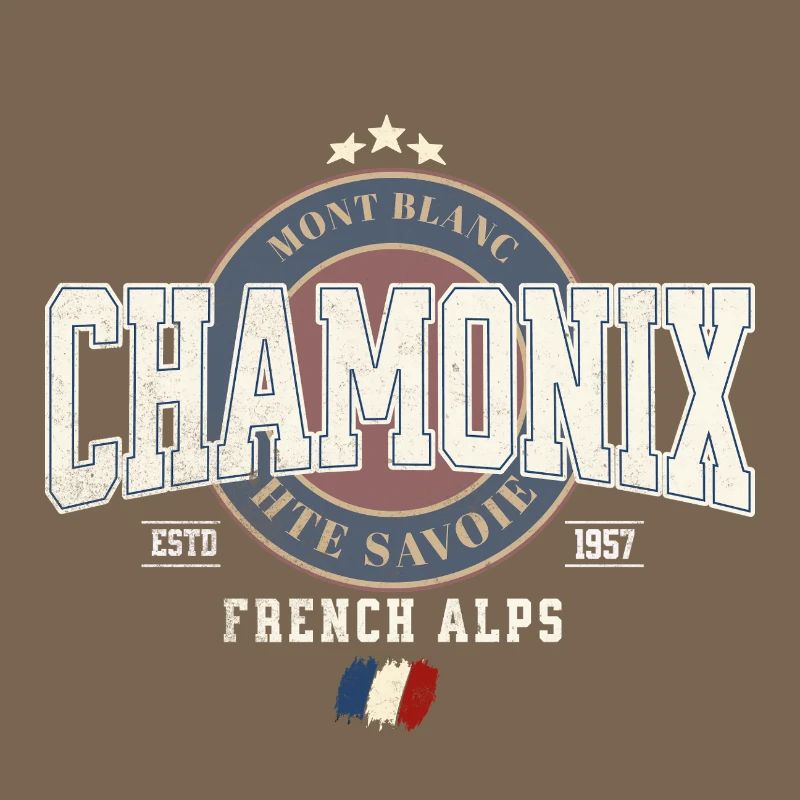 Design Mont Blanc Chamonix avec Drapeau Français
