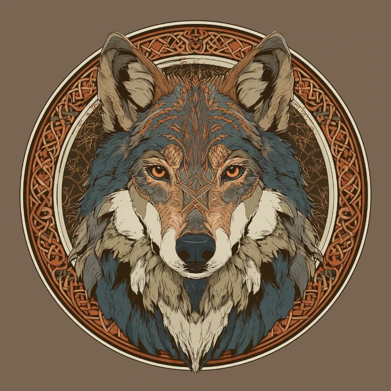 Legendary wolf with Celtic pattern