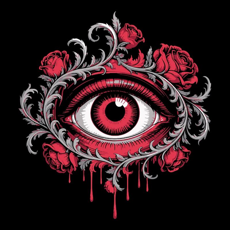 Oeil avec des roses épineuses - Roses Emblème gothique
