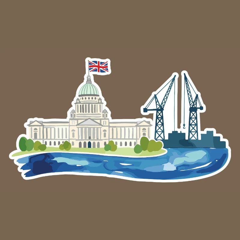 Belfast Skyline City Hall & Cranes UK