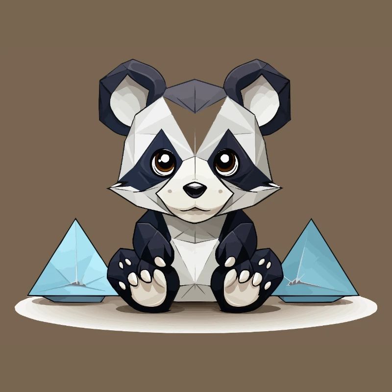 Panda low-poly aux montagnes de glace