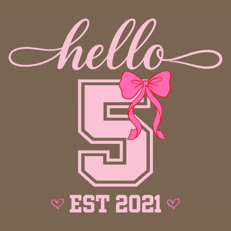 Hello 5 Est 2021 Mädchen Geburtstag Design