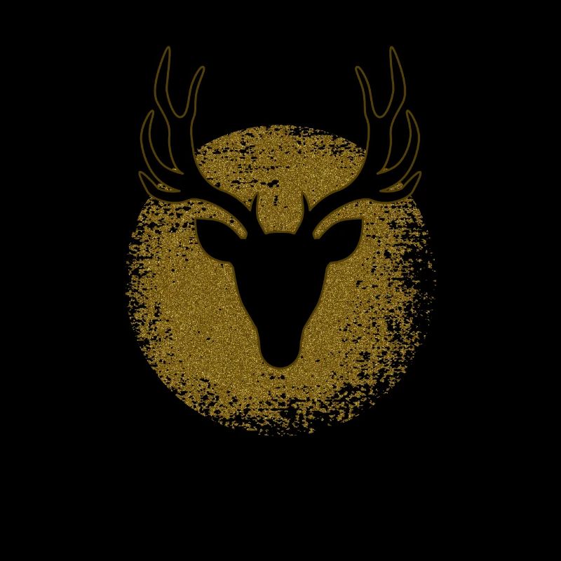 Silhouette de cerf doré en cercle
