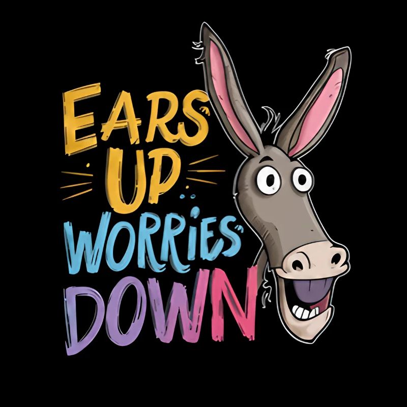 Ears Up Worries Down Funny Ass Saying Mule