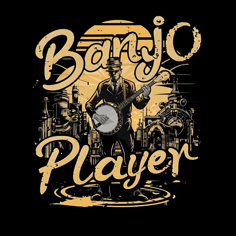 Banjo Player Retro Vintage