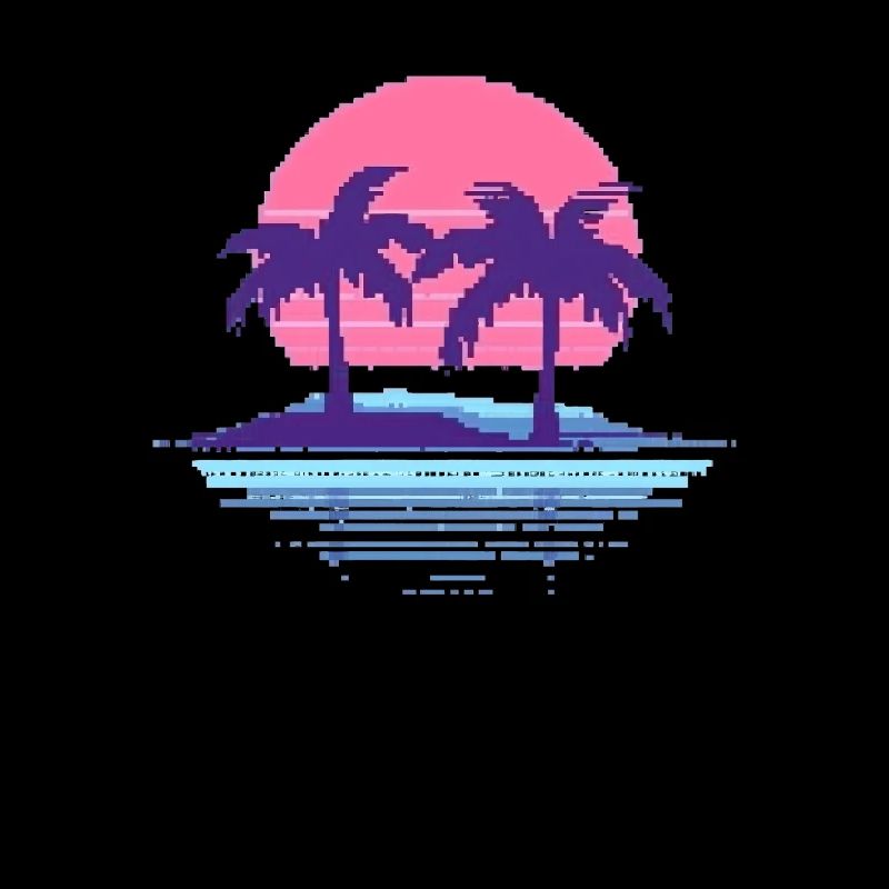 Vaporwave Synthwave Pixelart Palm Trees Retro 90s