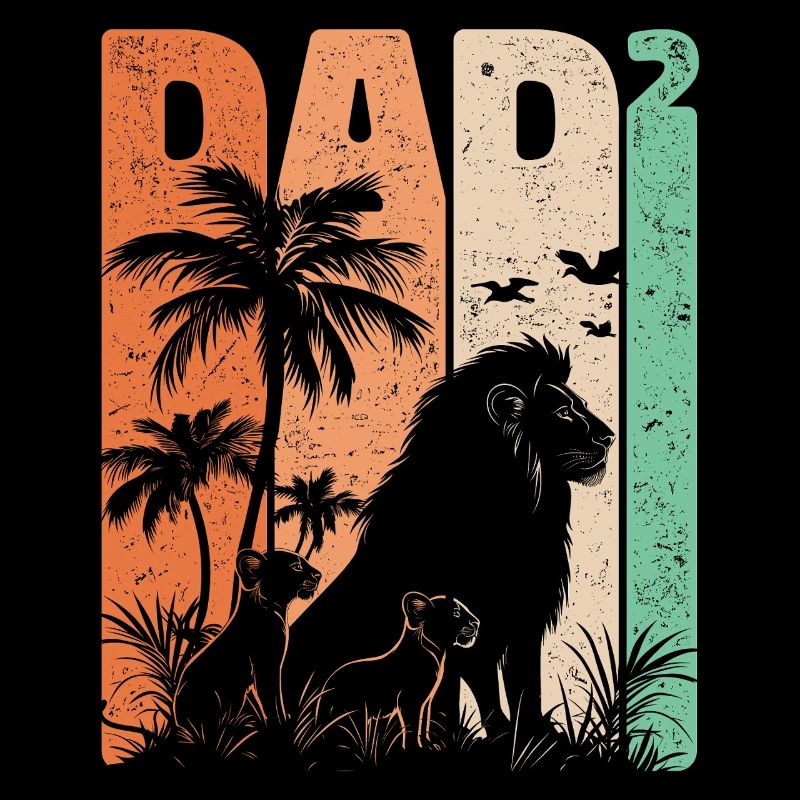 Retro Löwe Design Dad Hoch 2 Väter Geschenk