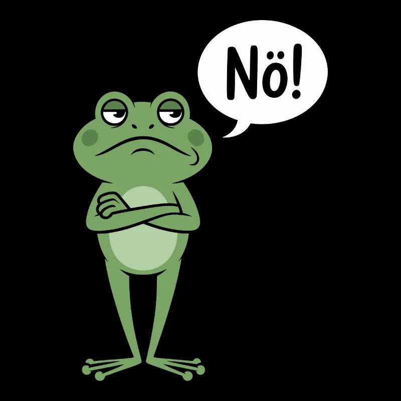 Skeptical frog with nope saying