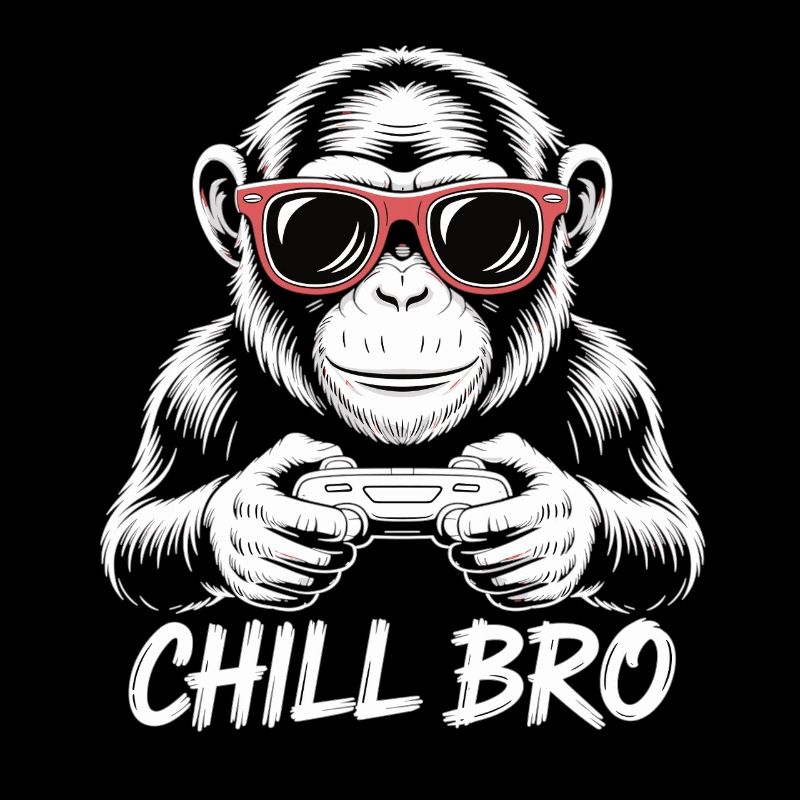 Gamer T-Shirt – "Chill Bro" Monkey with Controller