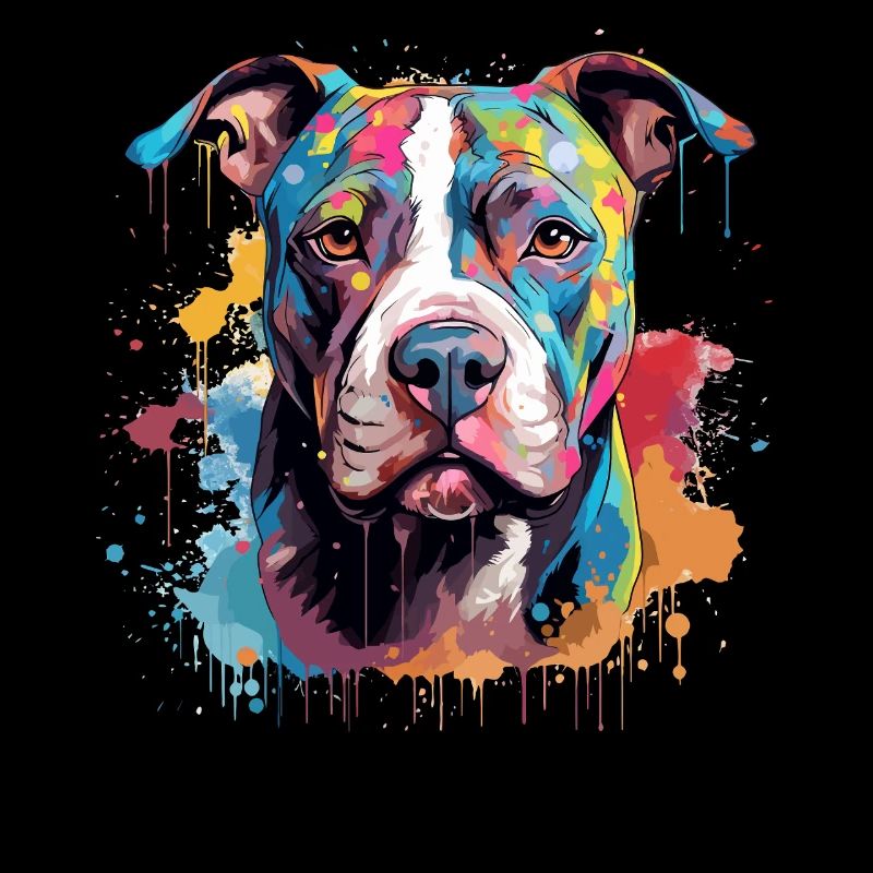 Pitbull Dog Bunte Spritzkunst