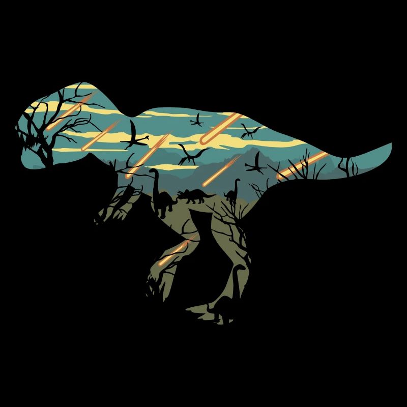 T Rex Dinosaur Extinction Scene T Shirt Design
