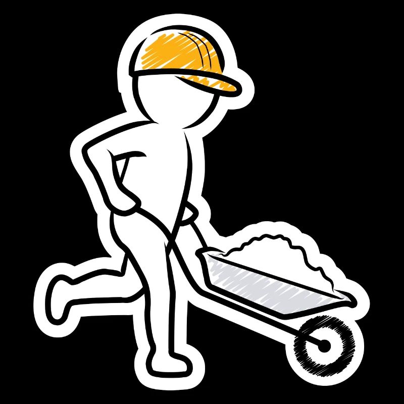 Bauarbeiter mit Schubkarre