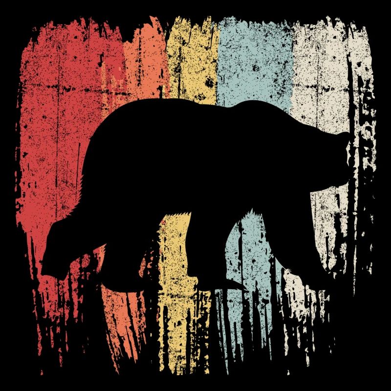 Silhouette d’ours sur coups de pinceau pastel