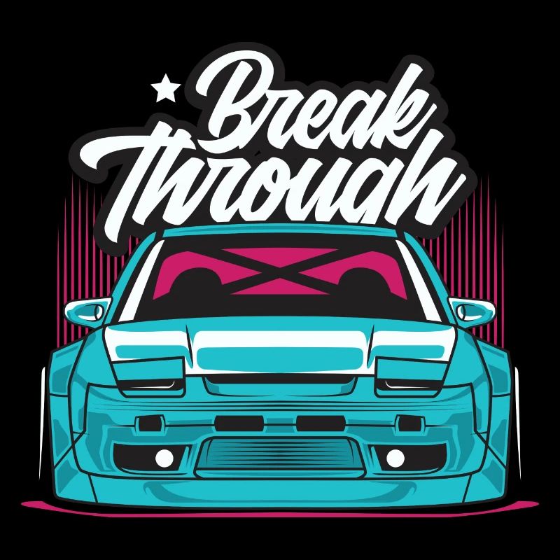 Break Through Neon Car Graphic