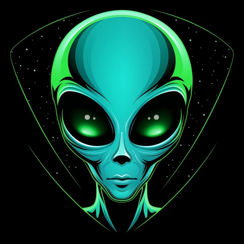 Testa aliena verde – UFO alieno nello spazio