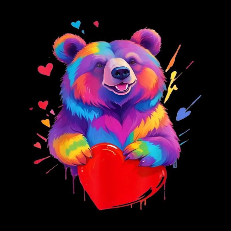 Colorful Grizzly Bear Heart