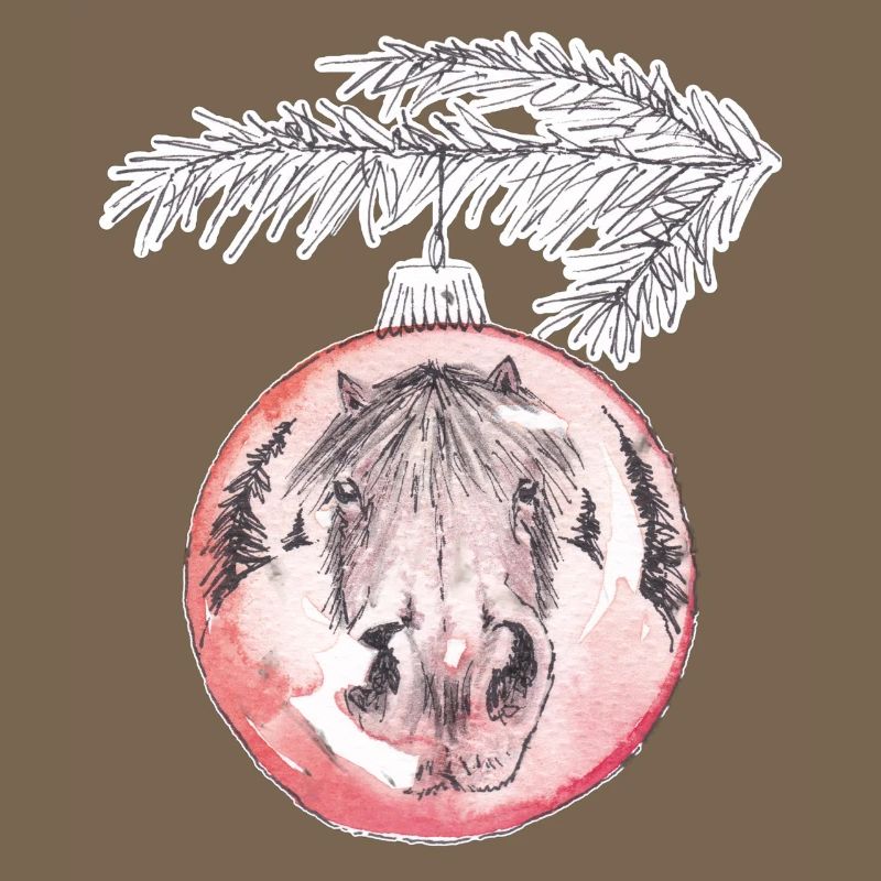 Weihnachtskugel Merry Christmas rot Pferd