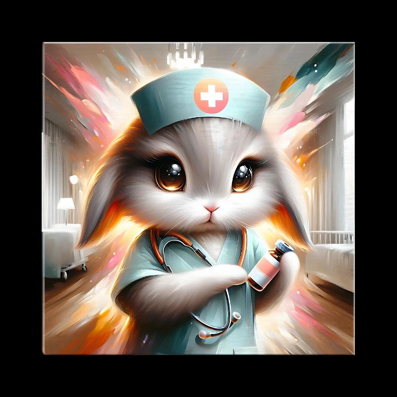 Kitten as a nurse in comic style