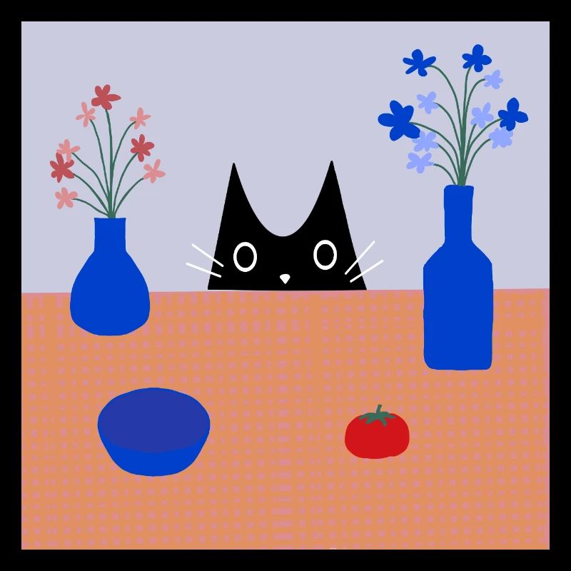 Peephole Playful Cat and Flower Pattern