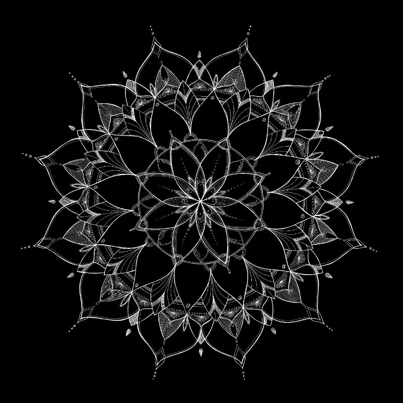 Mandala blanc sur noir