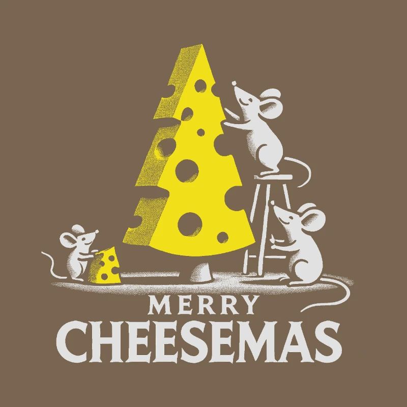 Merry Cheesemas Cute Mice & Cheese Tree Tee
