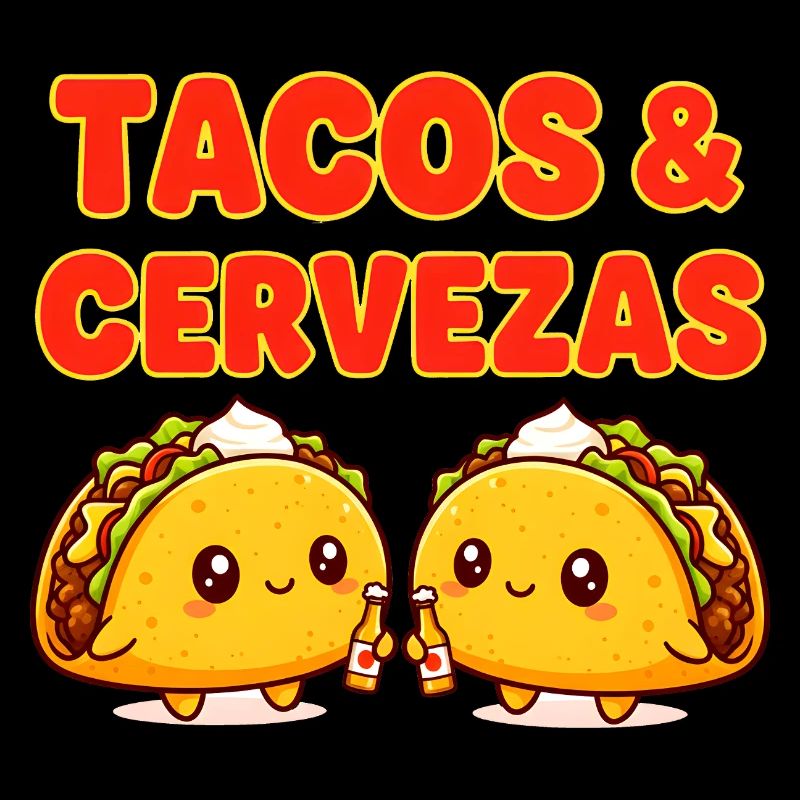 Tacos et Cervezas mignons, bouffe mexicain joyeux